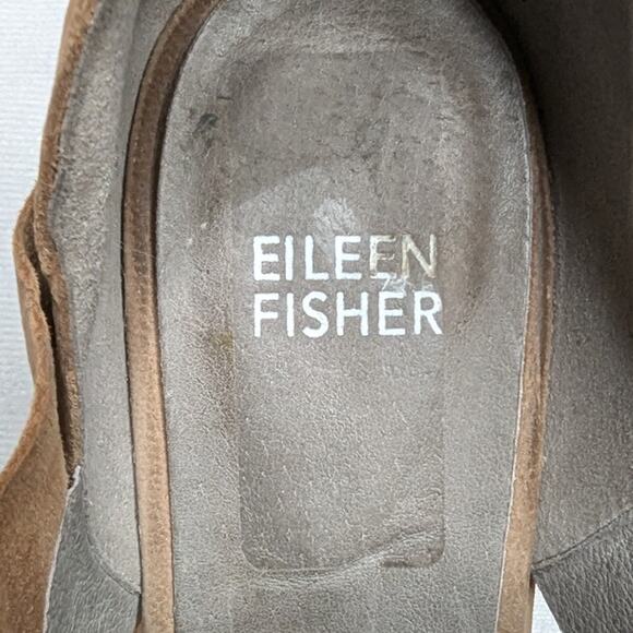 Eileen Fisher Jenkins Beige Nubuck Leather Criss Cross Block Heel Ankle Boots 8 - Picture 5 of 6